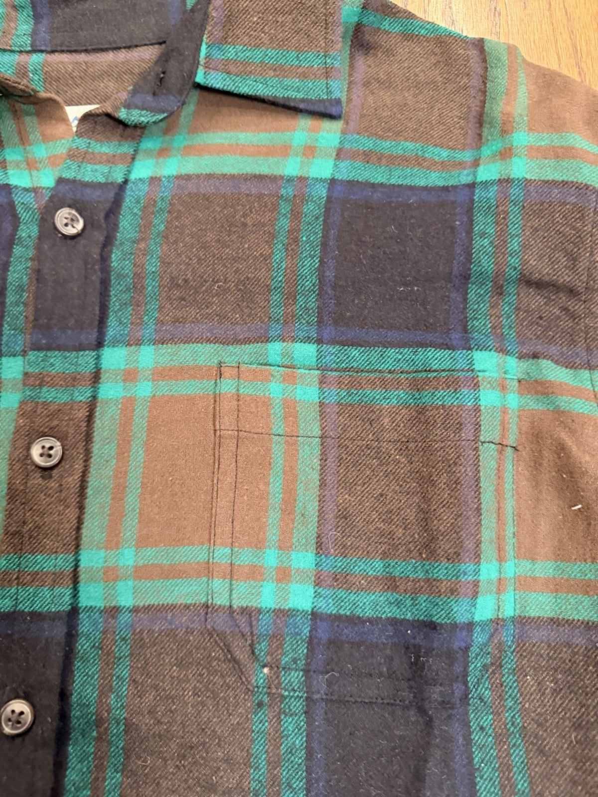 Natural Blue By Visitor Shirt Mens Green Brown Plaid Flannel Button Casual Top