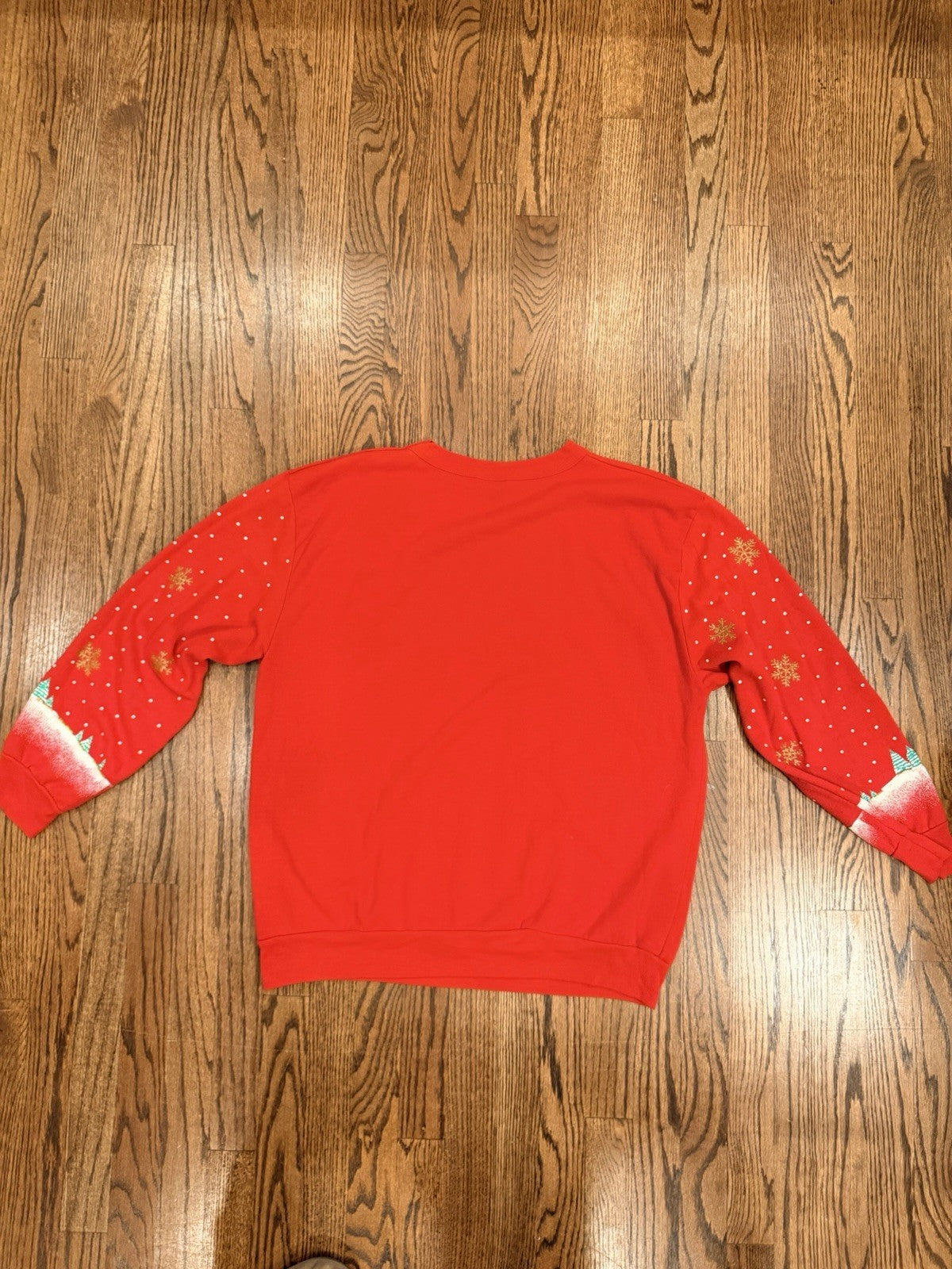 Vintage holiday Village crewneck-women’s XL-Red Christmas Winter Scene-80s