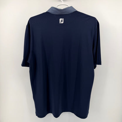 FootJoy ProDry Golf Polo Shirt Patterned Collar Fircrest Logo XL Navy Blue