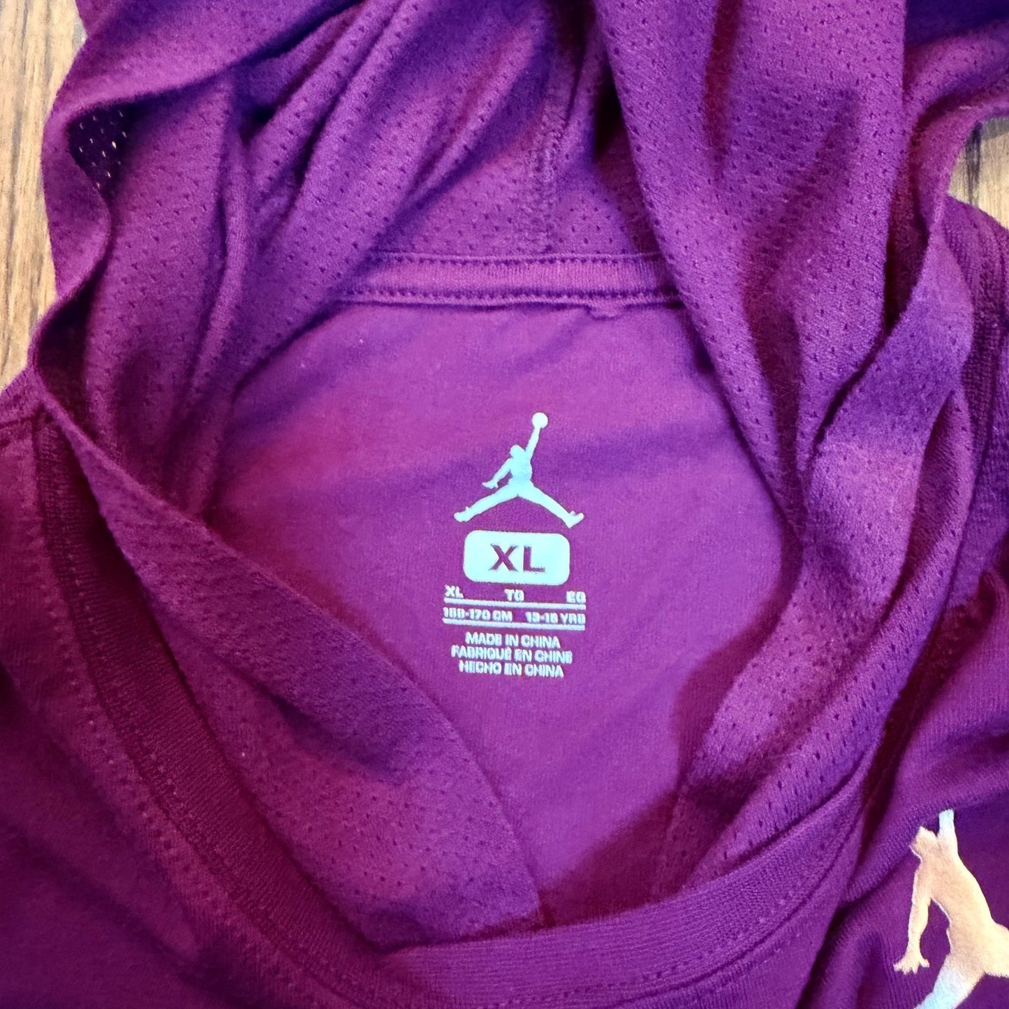 Jordan Jumpman Youth XL Purple Hooded Long Sleeve Performance Tee Shirt