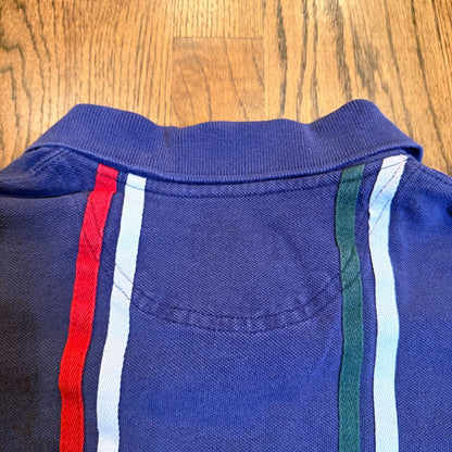 Catalina Striped Pique Polo Shirt Mens Large Navy Blue Red White Green Vintage