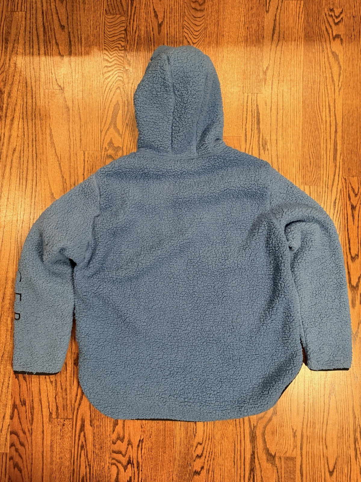 Tommy Hilfiger Fluffy Hooded Sherpa Fleece 1/4 Zip Jacket Pullover Large Blue
