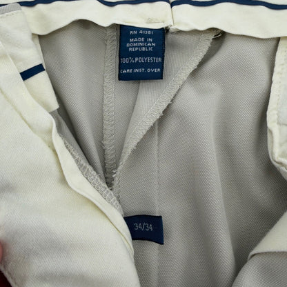 Polo Golf Ralph Lauren Pleated Khaki Trousers Relaxed Fit Cuffed 34x34 Tan