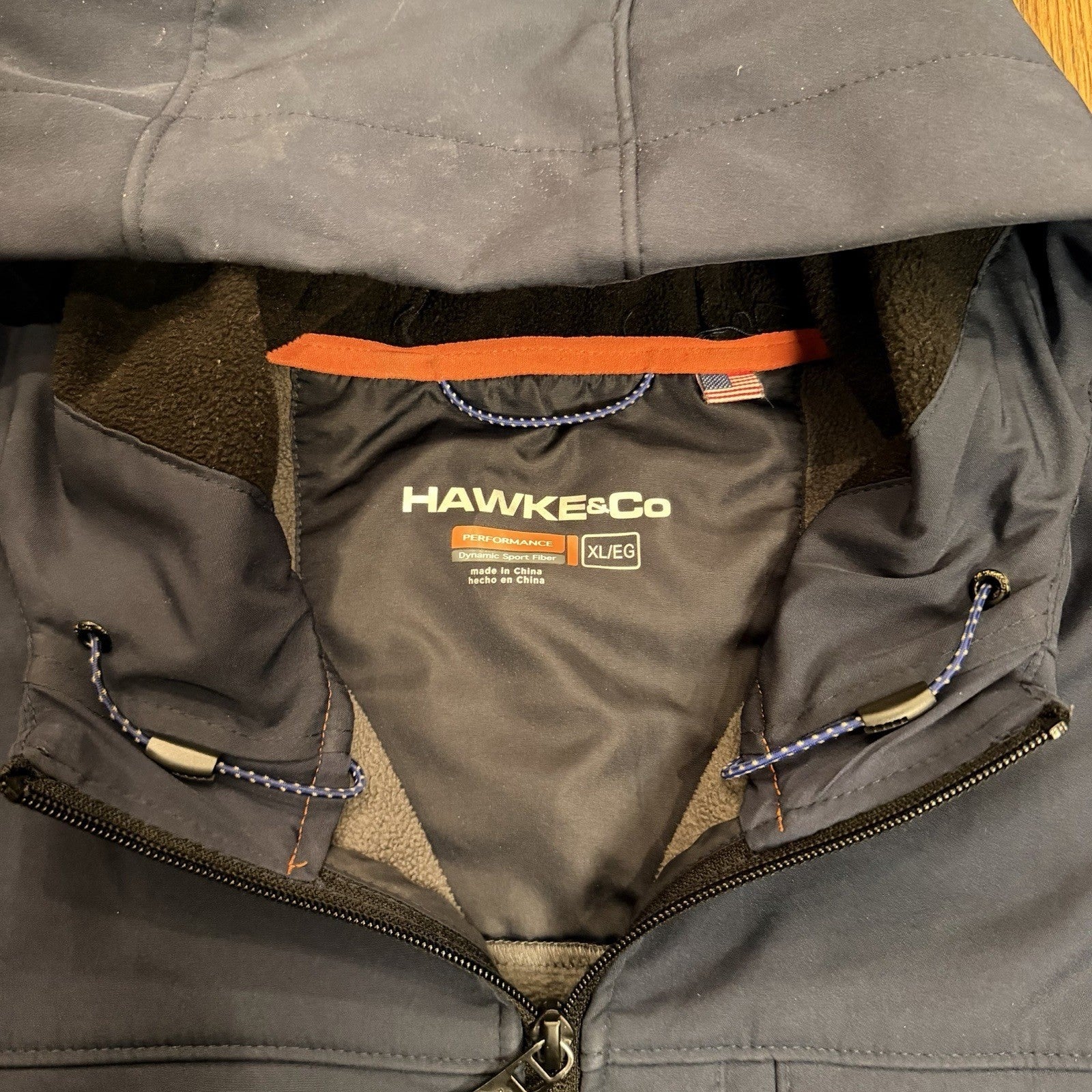 Hawke & Co Performance Softshell Hooded Fleece Lined Jacket XL Navy Blue