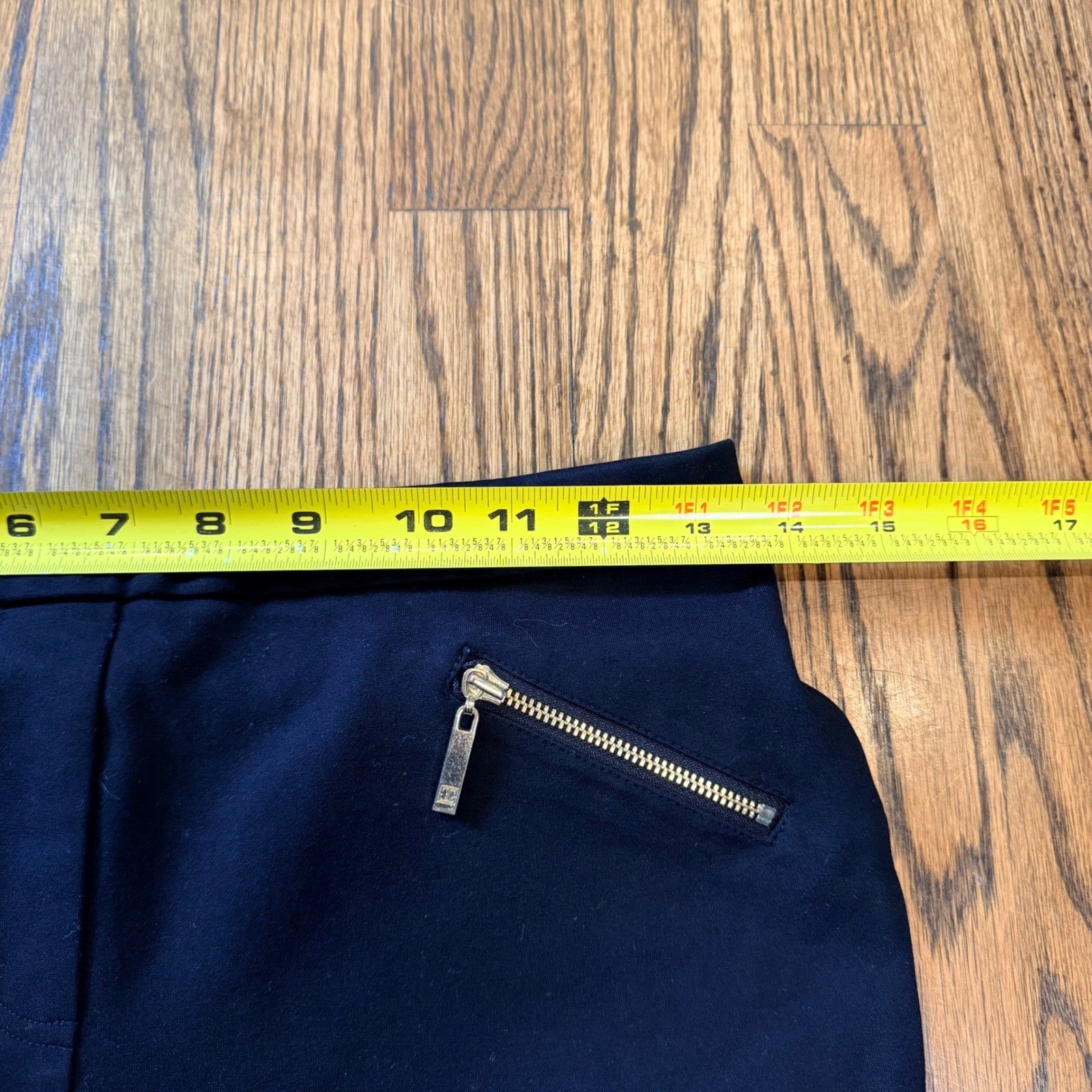 Ivanka Trump Compression Knit Slim Pants Gold Zipper Pockets XS Black