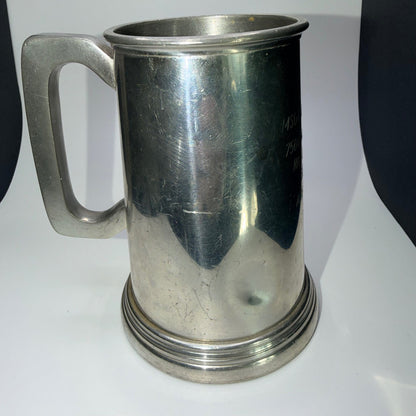 English Pewter Glass Bottom Tankard RAF Laarbruch Germany Military Engraved Mug