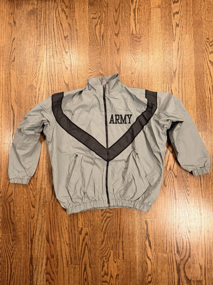Vtg Army Full Zip Windbreaker Jacket Coat Mens Size XL Gray Nylon