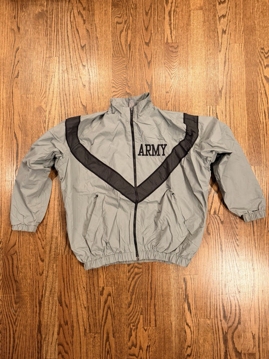 Vtg Army Full Zip Windbreaker Jacket Coat Mens Size XL Gray Nylon