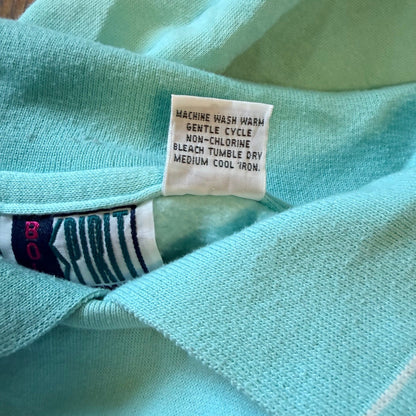 Bold Spirit Woman Vintage Embroidered Floral Sweatshirt 2X Aqua Blue Grandma