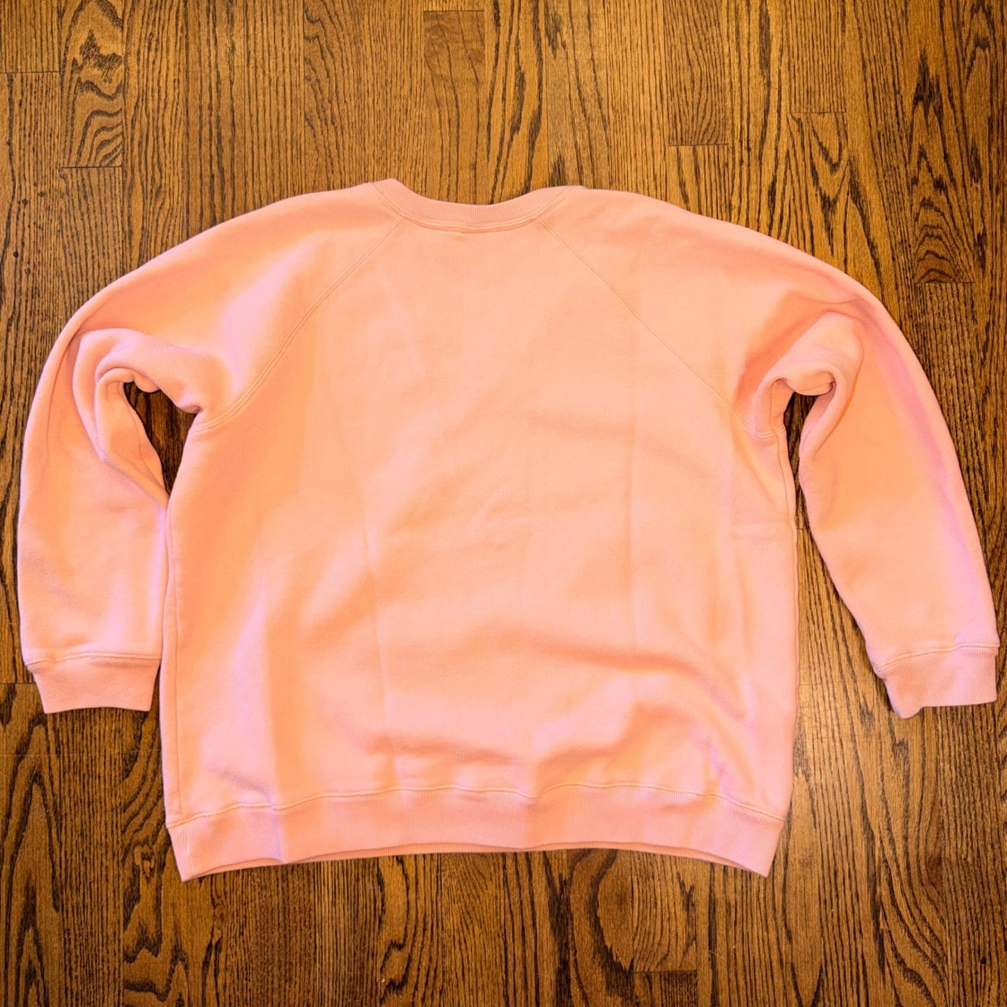 IZOD V-Neck Raglan Sweatshirt Fleece Lined Pullover Large Peach Pink Mid Weight