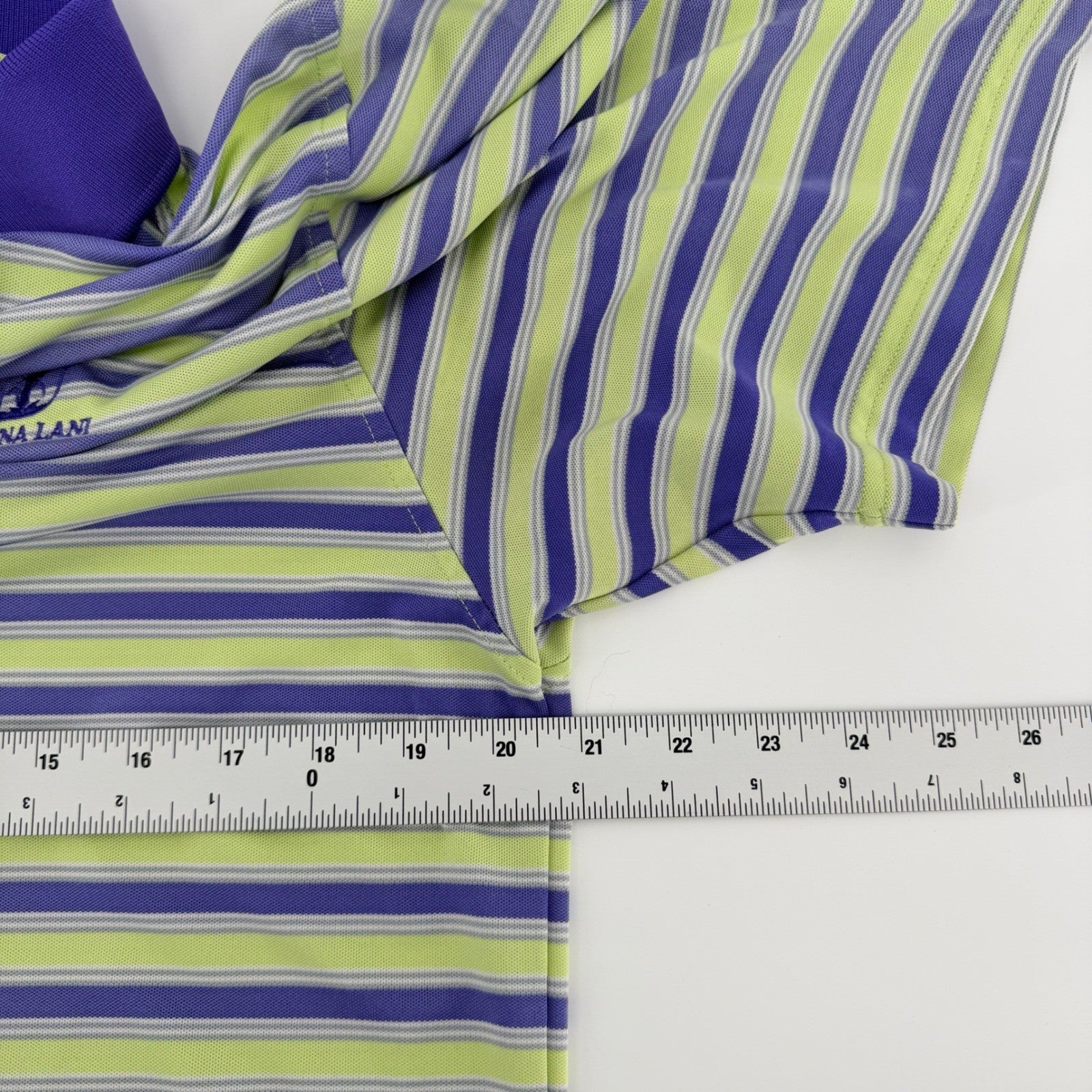 FootJoy Mauna Lani Striped Golf Polo Performance Shirt Small Green Purple Preppy