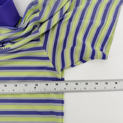 FootJoy Mauna Lani Striped Golf Polo Performance Shirt Small Green Purple Preppy
