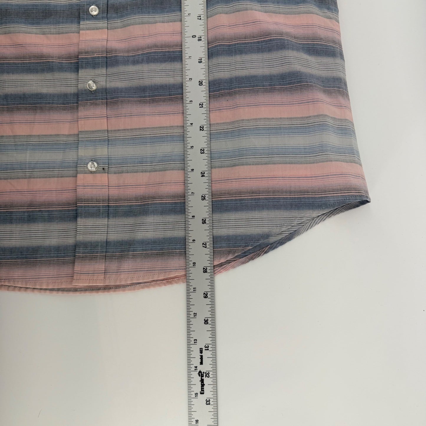 Original Penguin Heritage Slim Fit Striped Short Sleeve Button Down XL Pink Blue