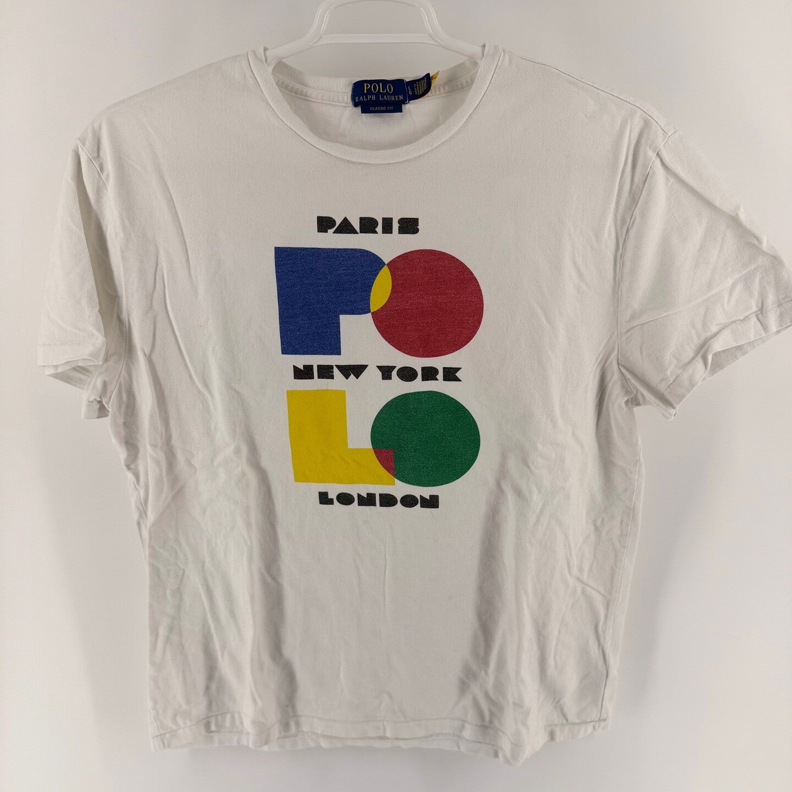 Polo Ralph Lauren Paris New York London Graphic T-Shirt Classic Fit Large White