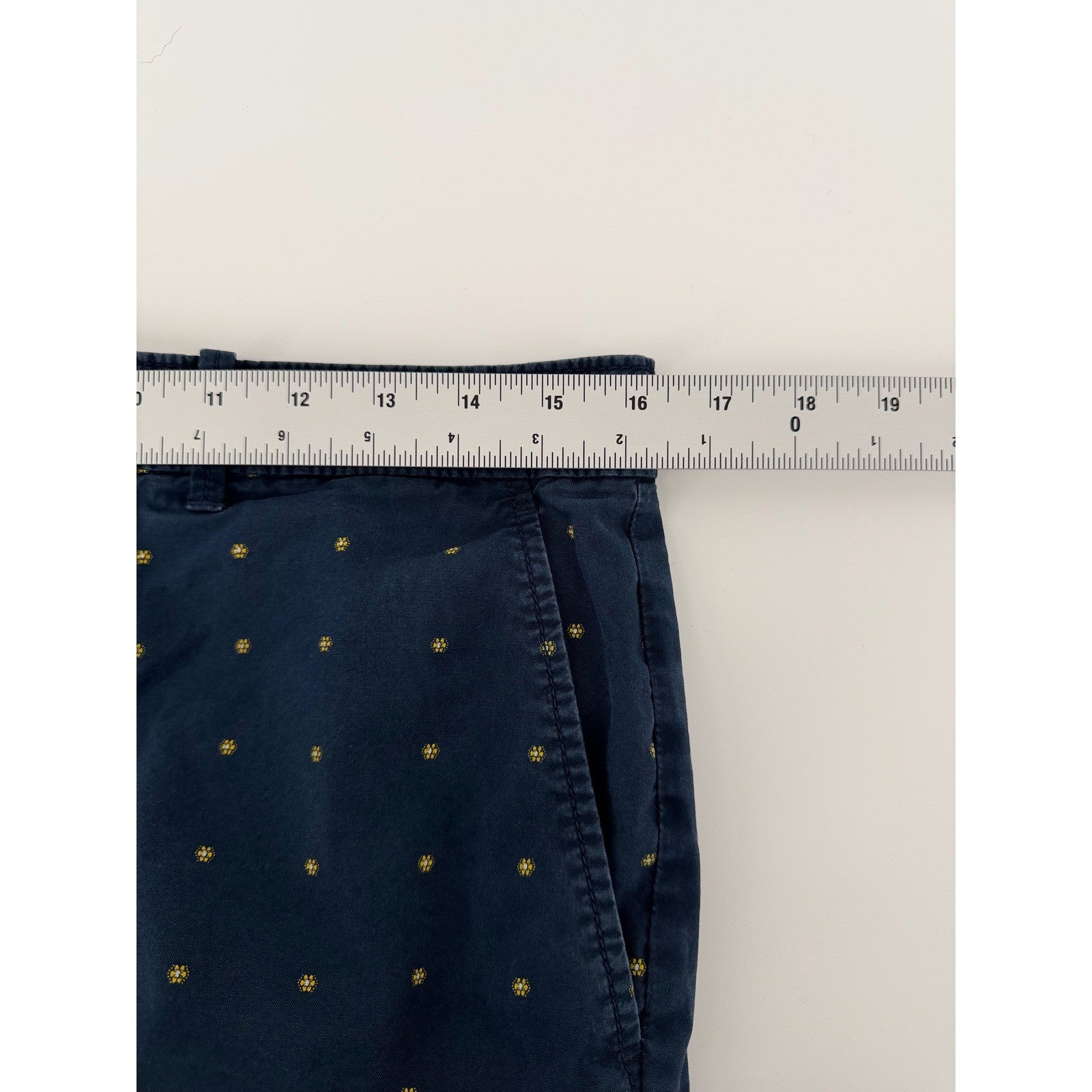 Original Penguin Chino Shorts Navy Blue Embroidered Micro Pattern 31 Mens Cotton