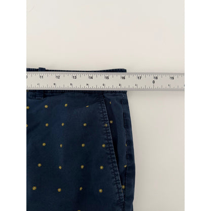 Original Penguin Chino Shorts Navy Blue Embroidered Micro Pattern 31 Mens Cotton
