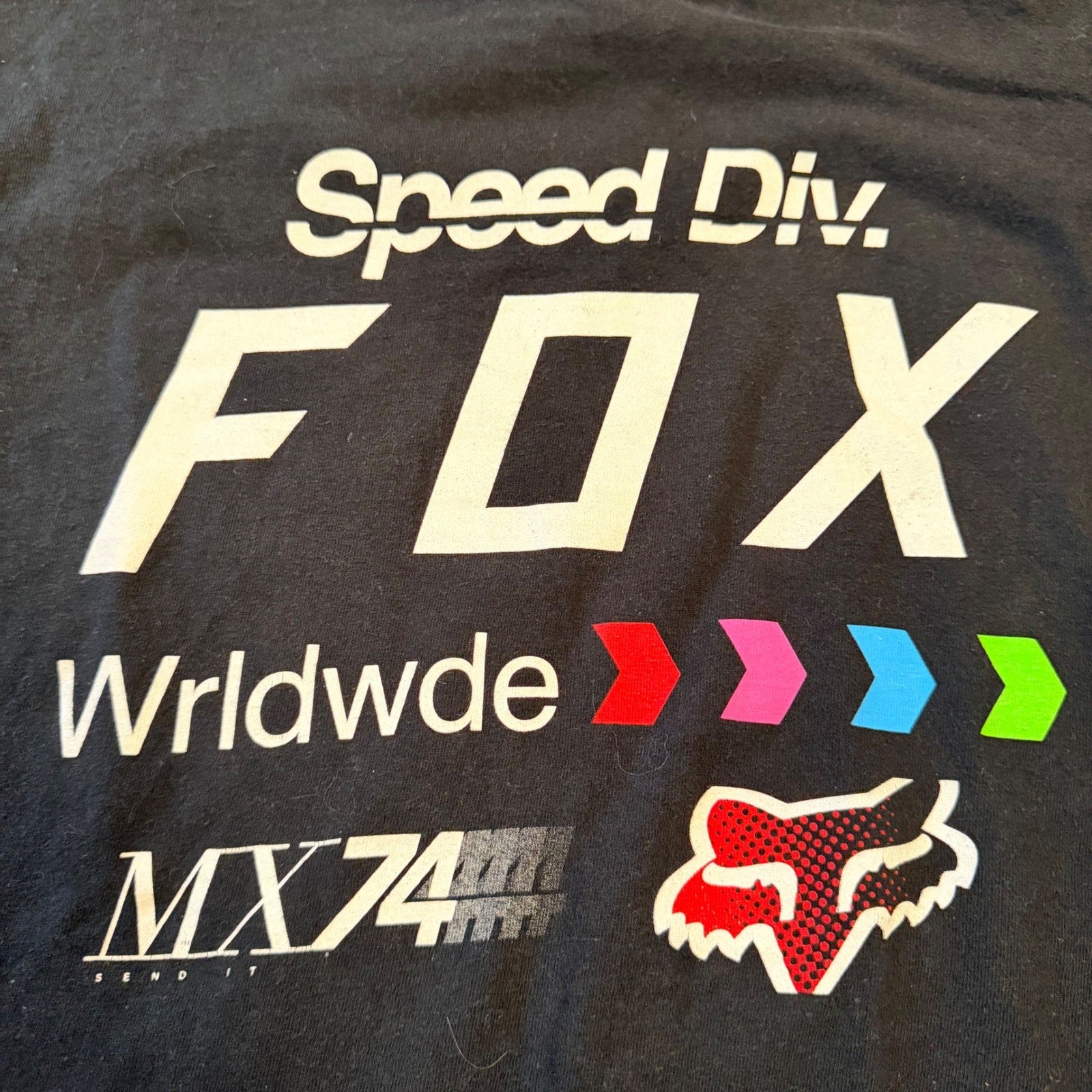 Fox Racing Speed Div. Long Sleeve Graphic T-Shirt Size M Black MX74 Motocross