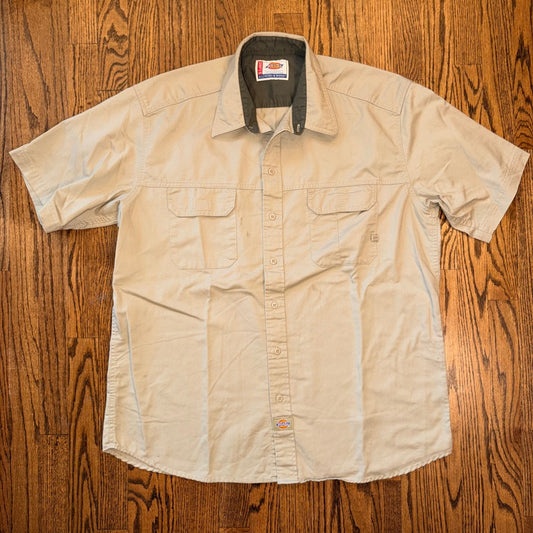 Dickies A Legend In Work Short Sleeve Button Up Work Shirt XL Tan Khaki