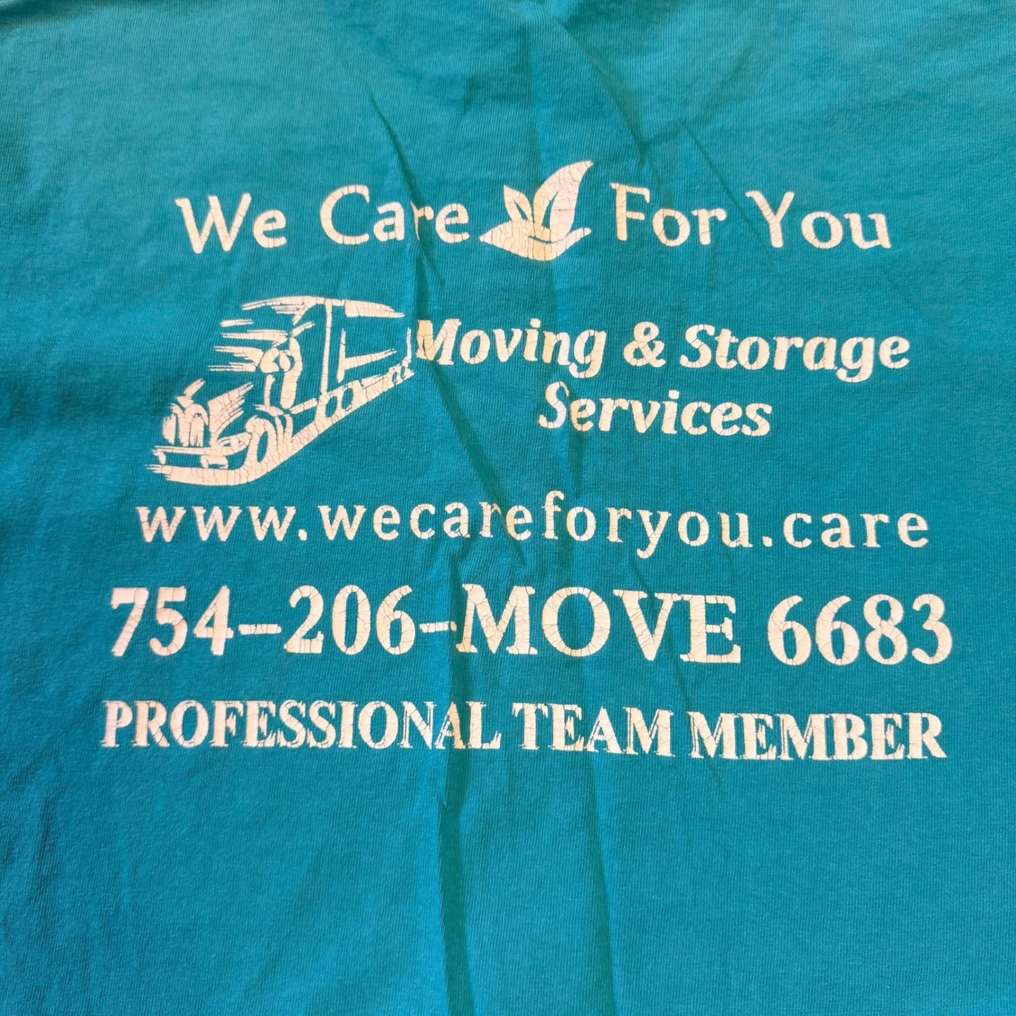 Port & Company Core Cotton Moving Services Graphic T-Shirt XL Turquoise Blue