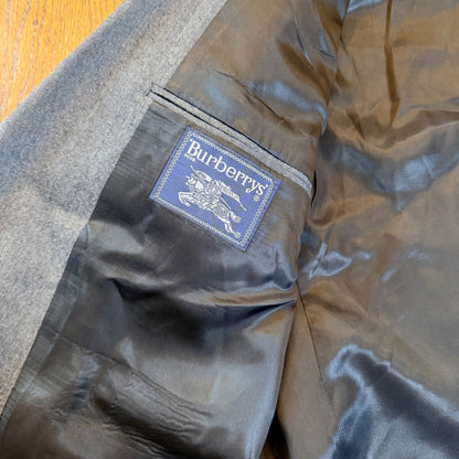 Burberrys Vintage Herringbone Wool Blazer Sport Coat Gray Mens L Preppy