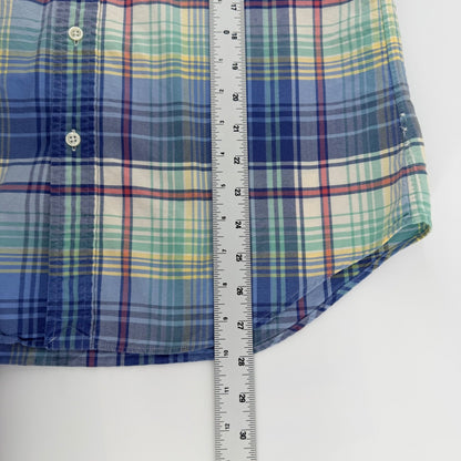 Ralph Lauren Plaid Button Down Shirt Long Sleeve Pony Logo Small Blue Green Prep