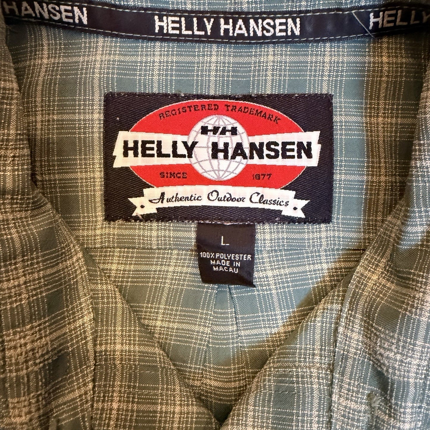 Helly Hansen Plaid Ventilated Hiking Fishing Shirt Large Blue L