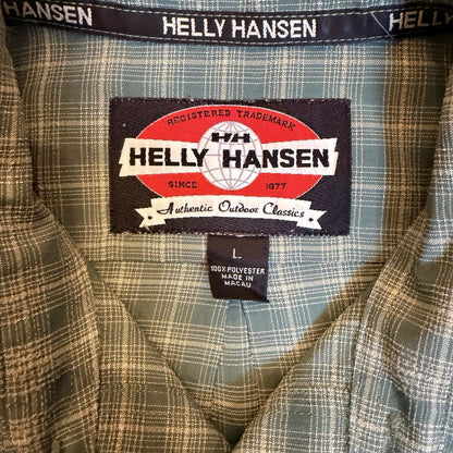 Helly Hansen Plaid Ventilated Hiking Fishing Shirt Large Blue L