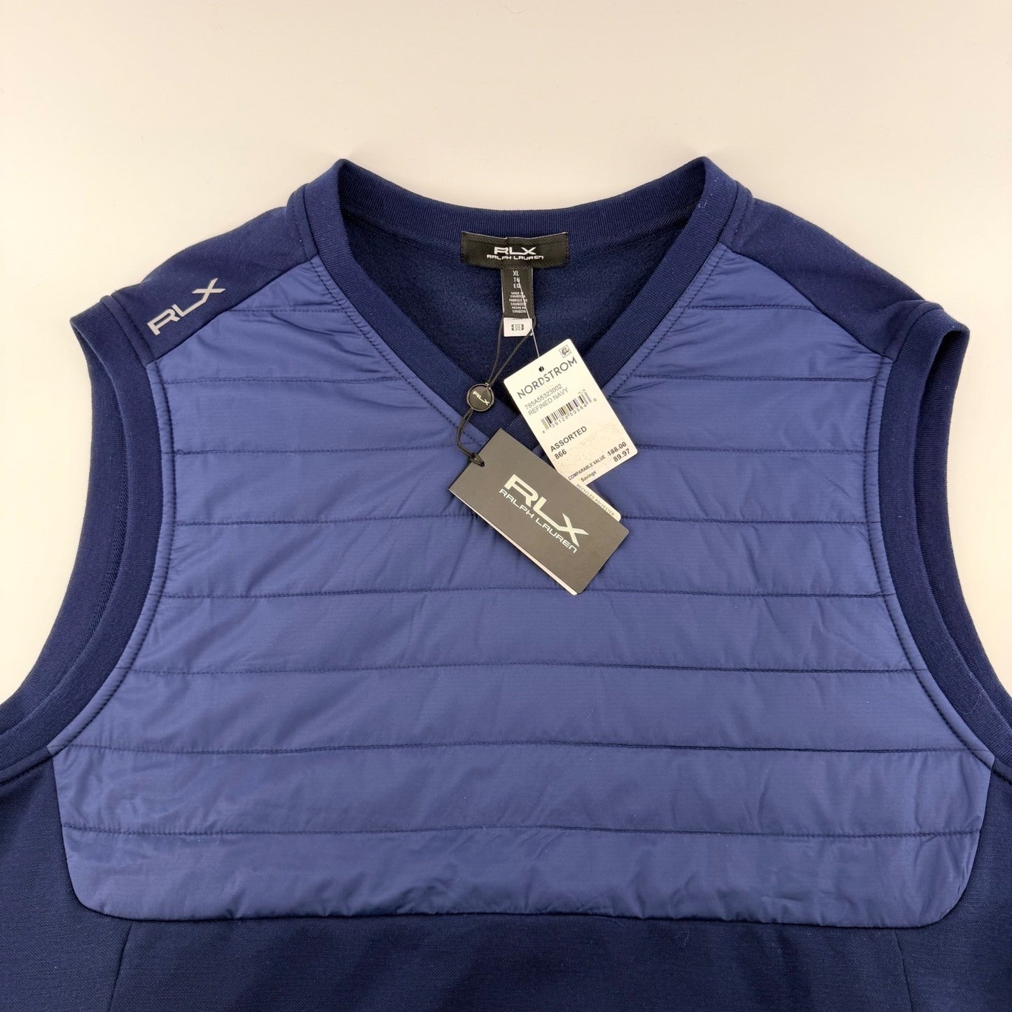 RLX Ralph Lauren Hybrid Quilted Fleece Golf Vest XL Refined Navy New