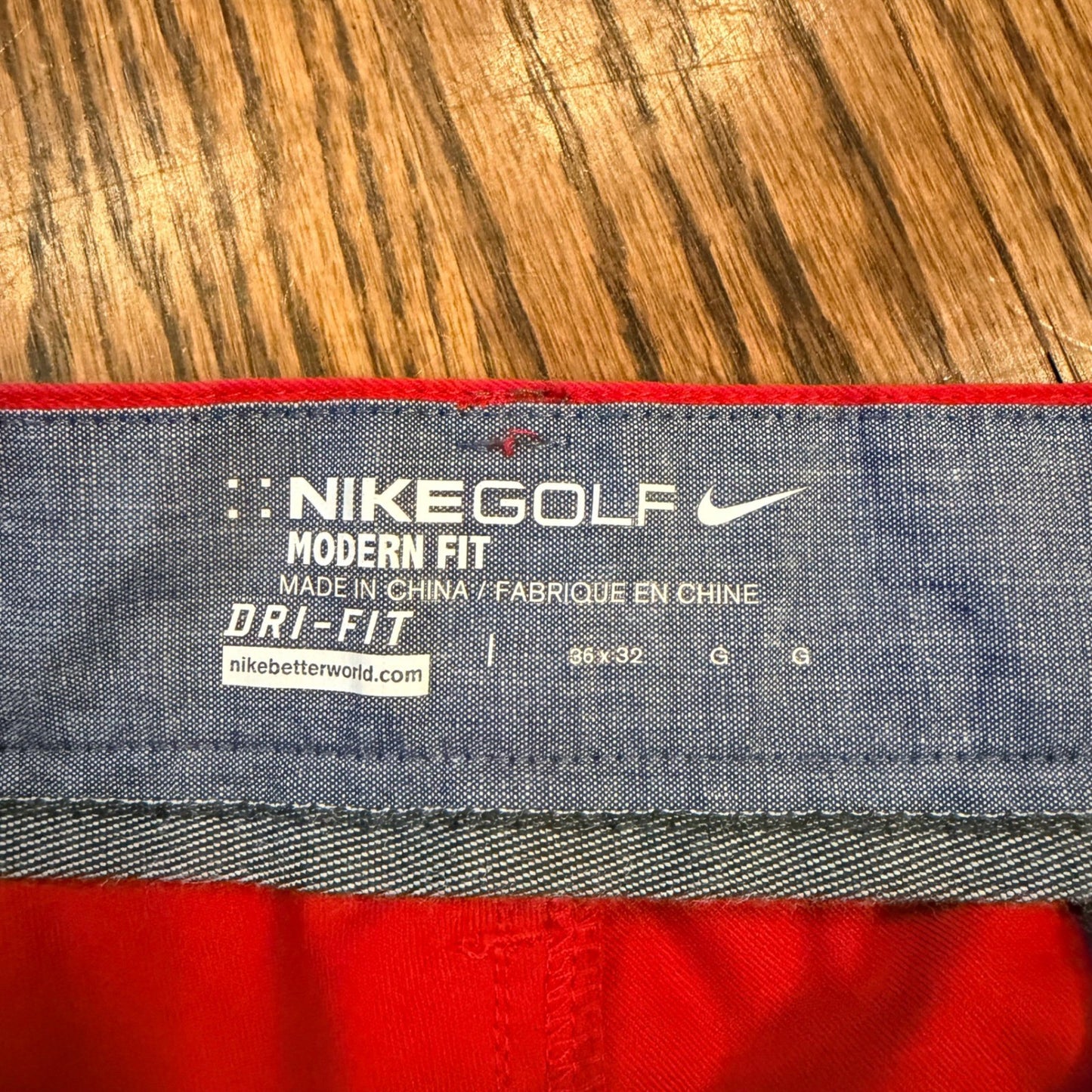 Nike Golf Modern Fit Dri-FIT Pants 36x32 Red Performance Trousers