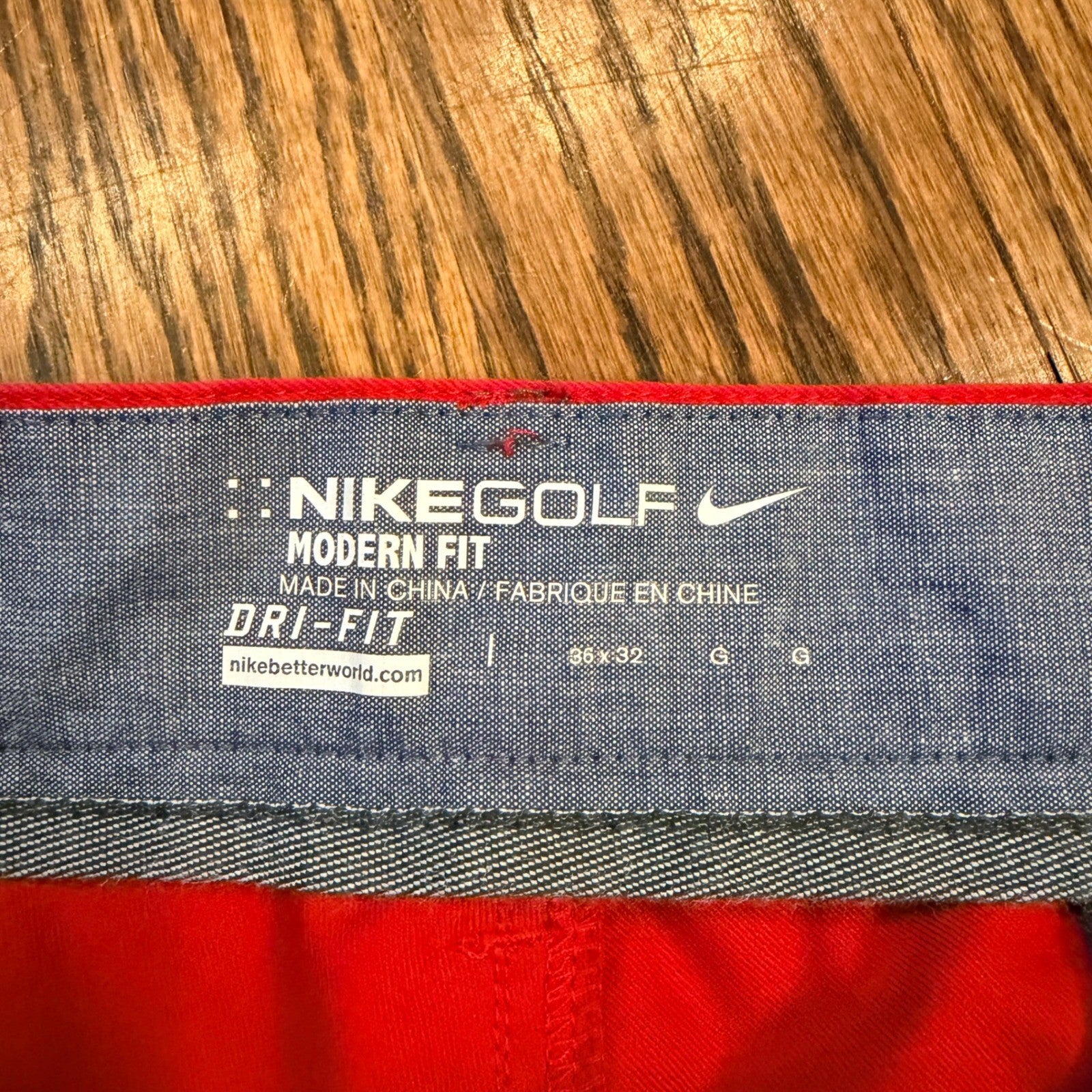 Nike Golf Modern Fit Dri-FIT Pants 36x32 Red Performance Trousers
