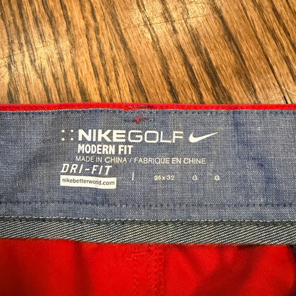 Nike Golf Modern Fit Dri-FIT Pants 36x32 Red Performance Trousers