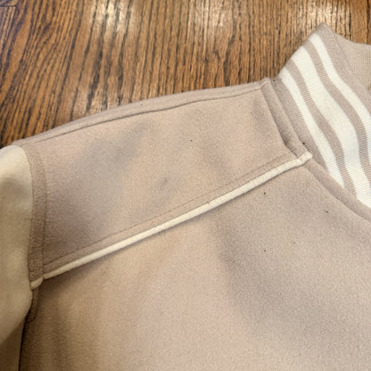 New York 1982 Empire State Varsity Bomber Jacket - Forever 21 - Tan - Size XS