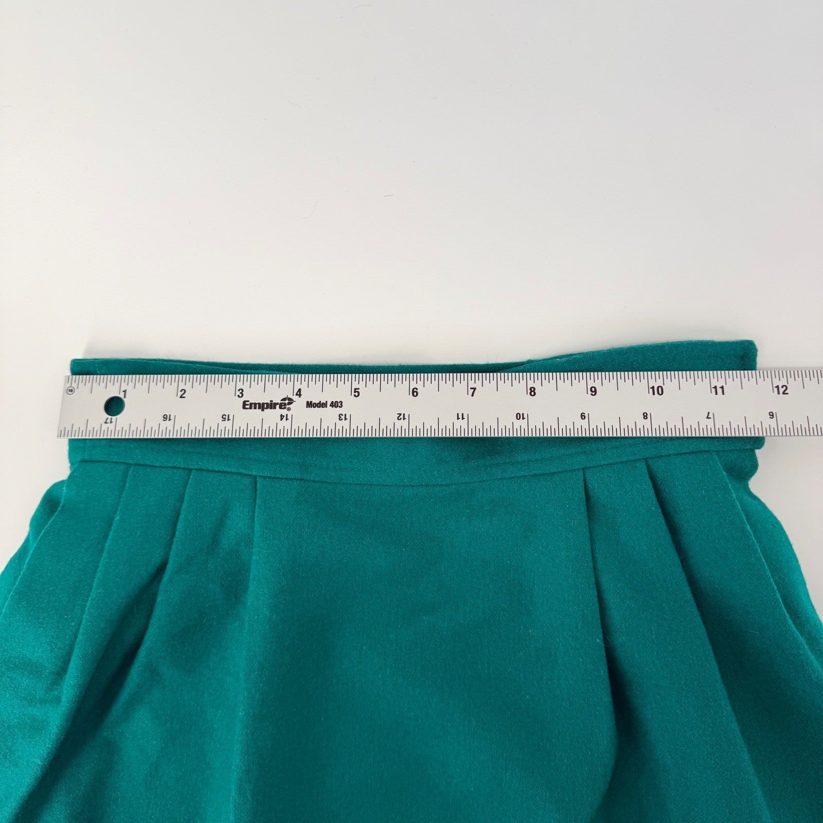 Pendleton Vintage Petite Wool Pencil Skirt High Waist Pleated Teal Green Size 2