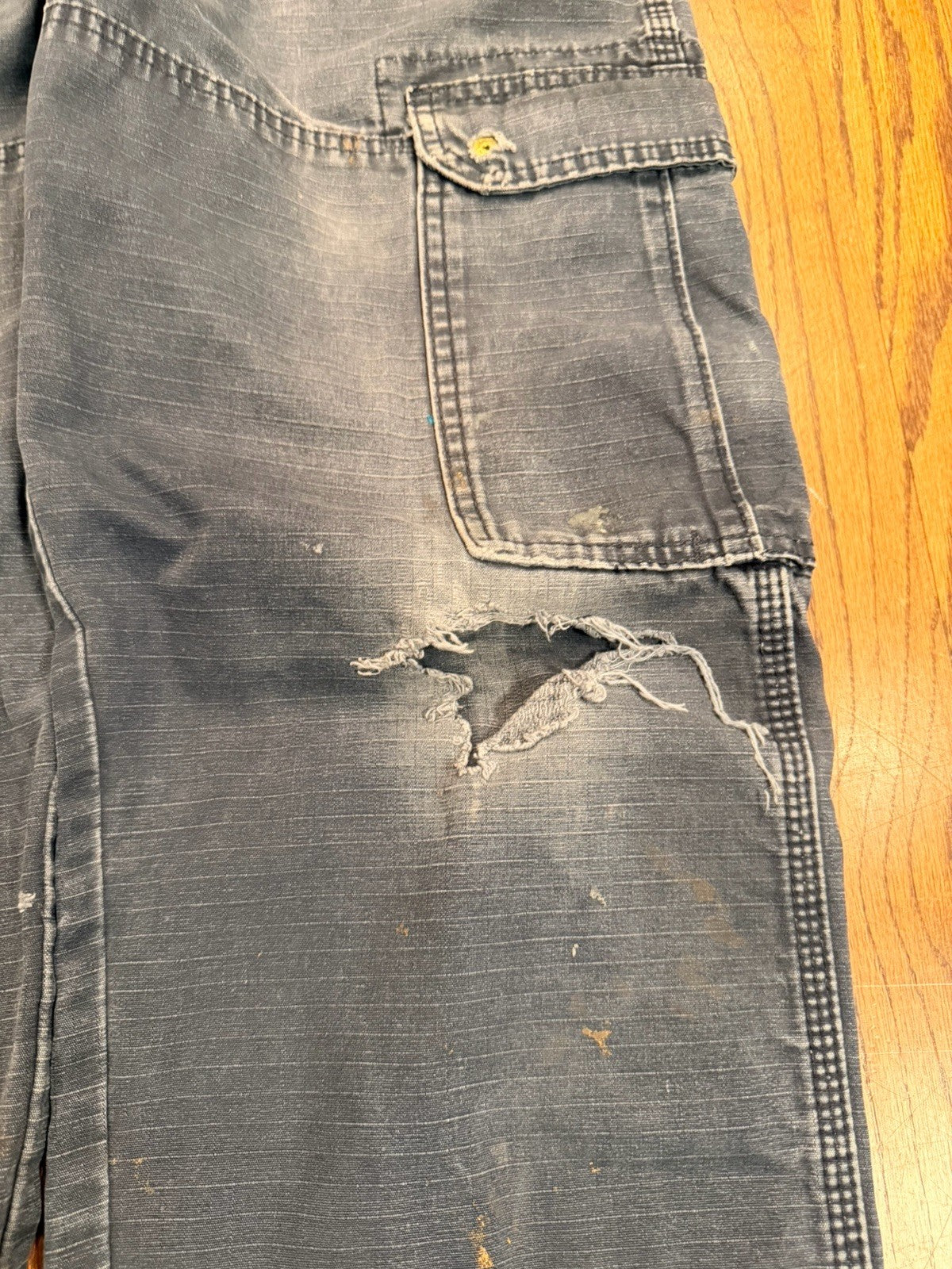 Wrangler Riggs Workwear Ripstop Pants 31x30 Blue Distressed Carpenter