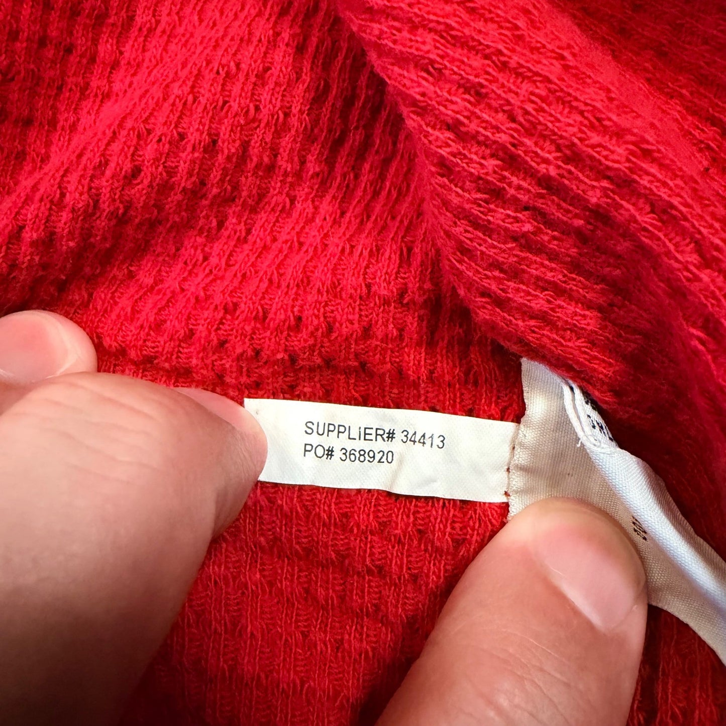 Polo Ralph Lauren Waffle Knit Thermal Henley Hoodie Red Kids Size L Preppy