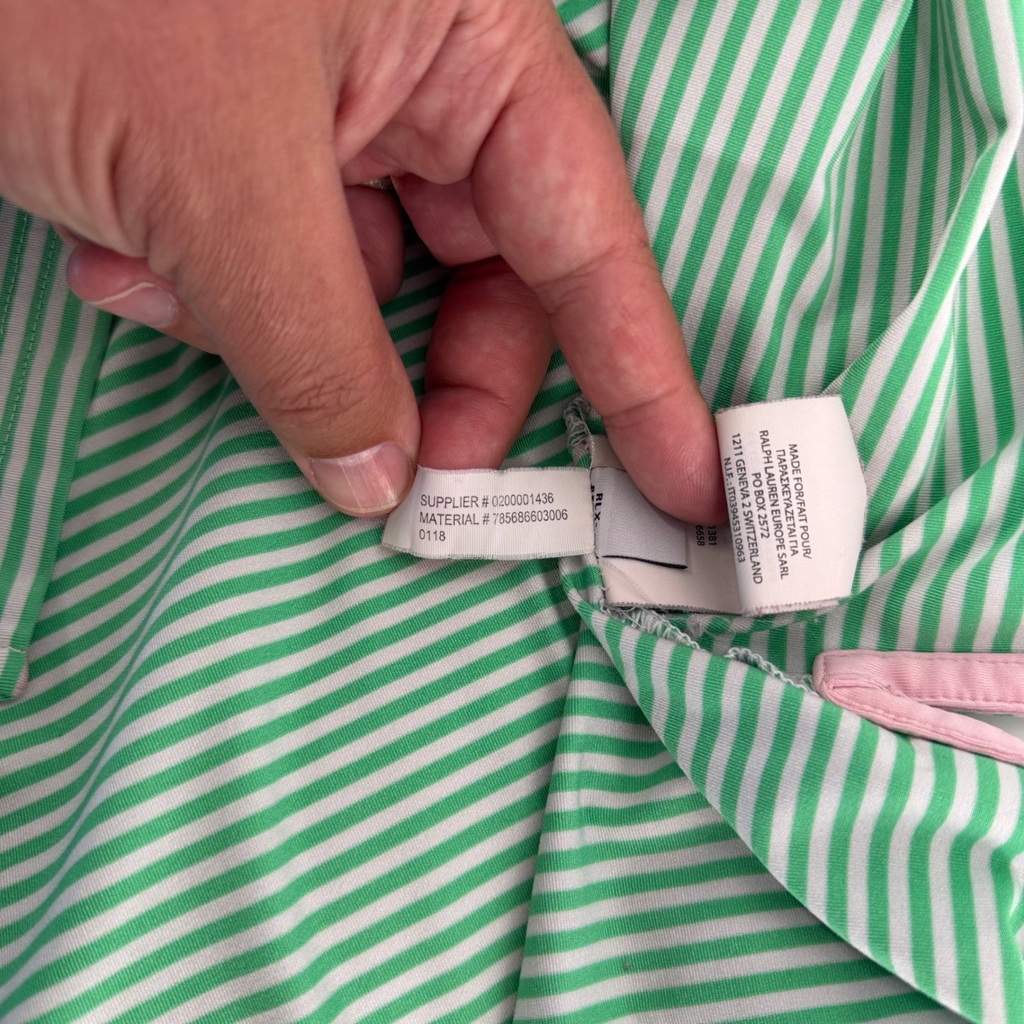 RLX Ralph Lauren Performance Polo Shirt Striped Golf Athletic XL Green White