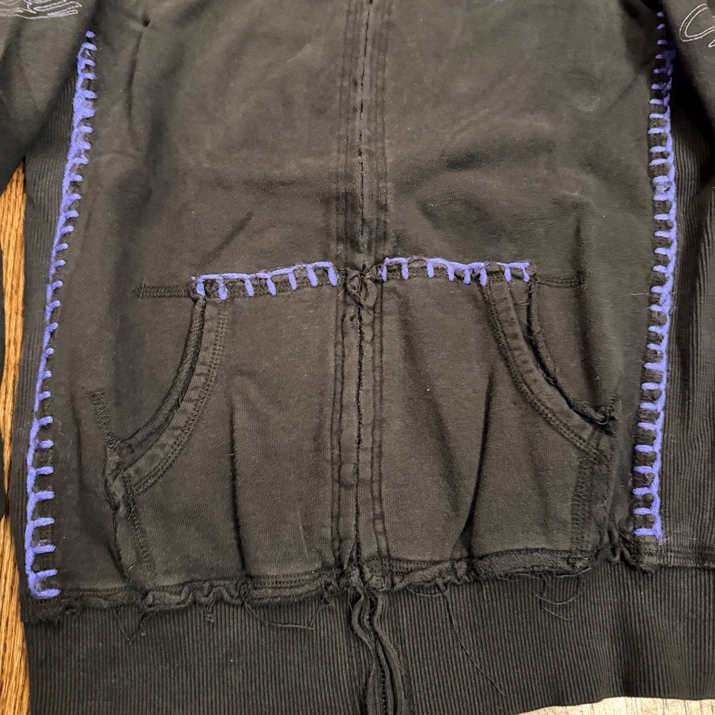 Cowgirl Tuff Victory Full Zip Up Hoodie Jacket Black Size Medium Western 2000s