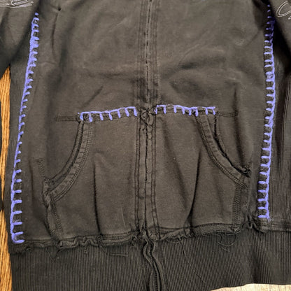 Cowgirl Tuff Victory Full Zip Up Hoodie Jacket Black Size Medium Western 2000s