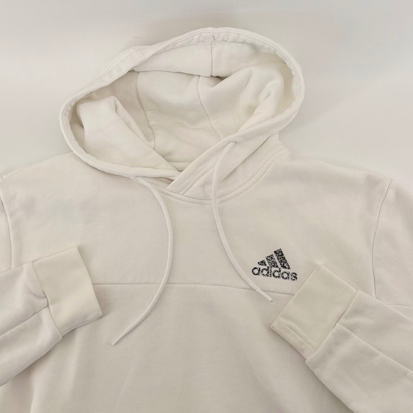 Adidas Essentials Fleece Hoodie HU1522 Graphic Logo Pullover Mens L White