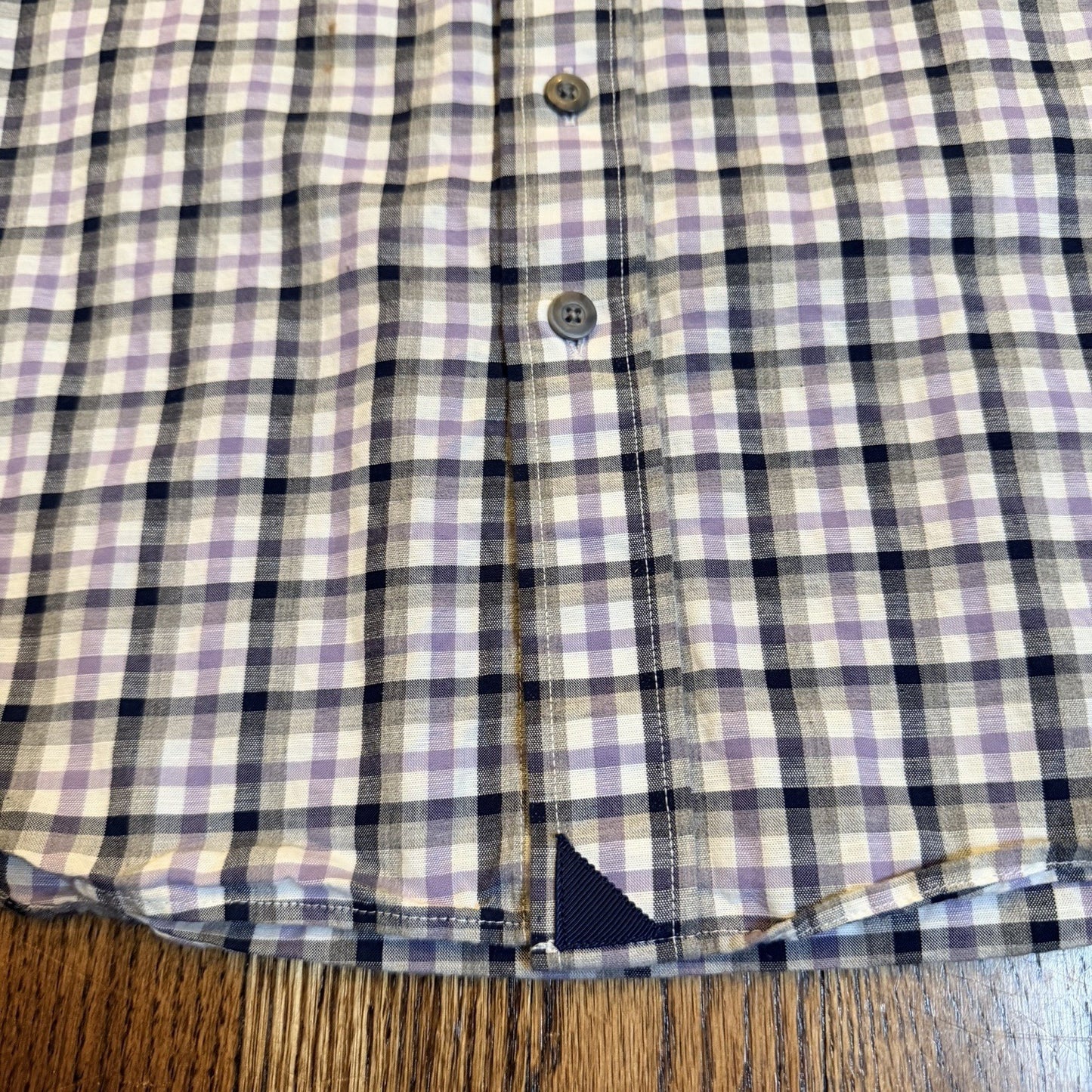 UNTUCKit Cecio Slim Fit Plaid Button Down Shirt Medium Purple Navy