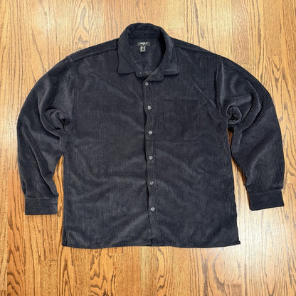 Forever 21 Casual Button Up Corduroy Shirt Black Size M men's