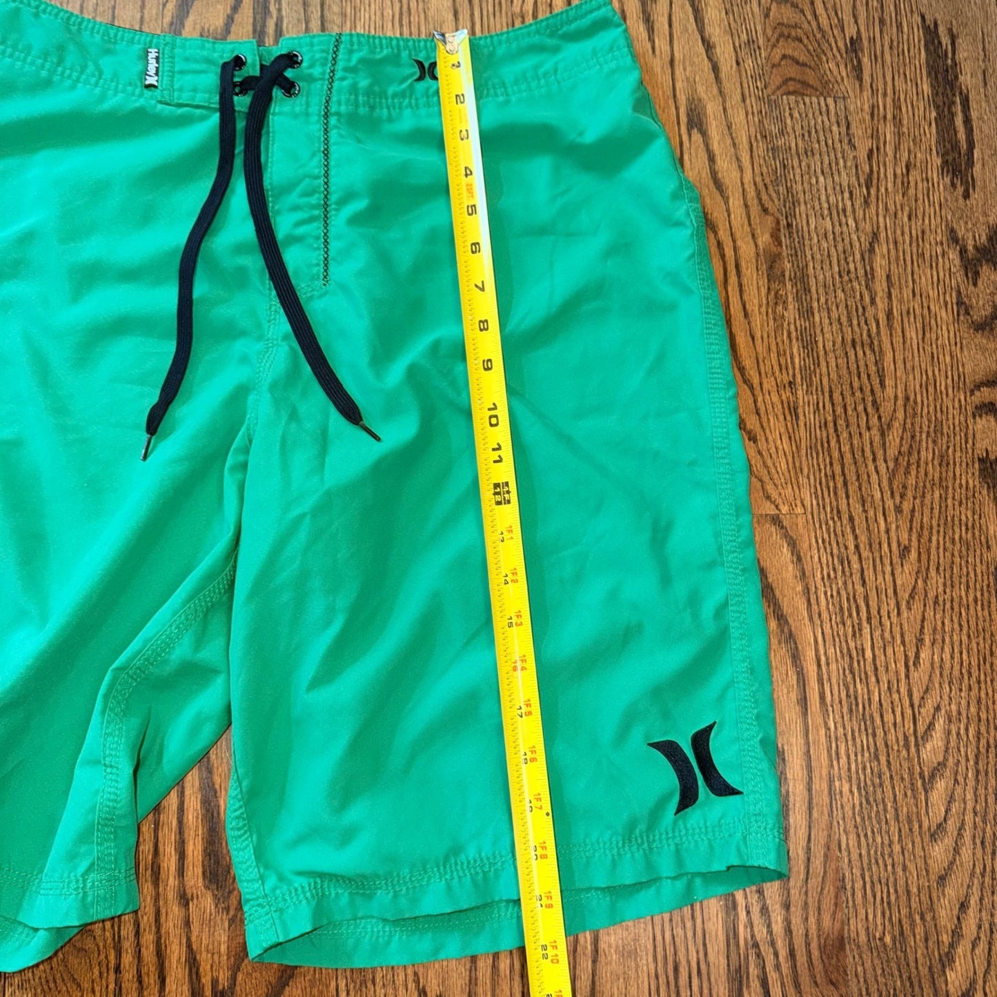 Hurley Board Shorts Mens Green Lace Up Cargo Pocket Swim Trunks 34 Green