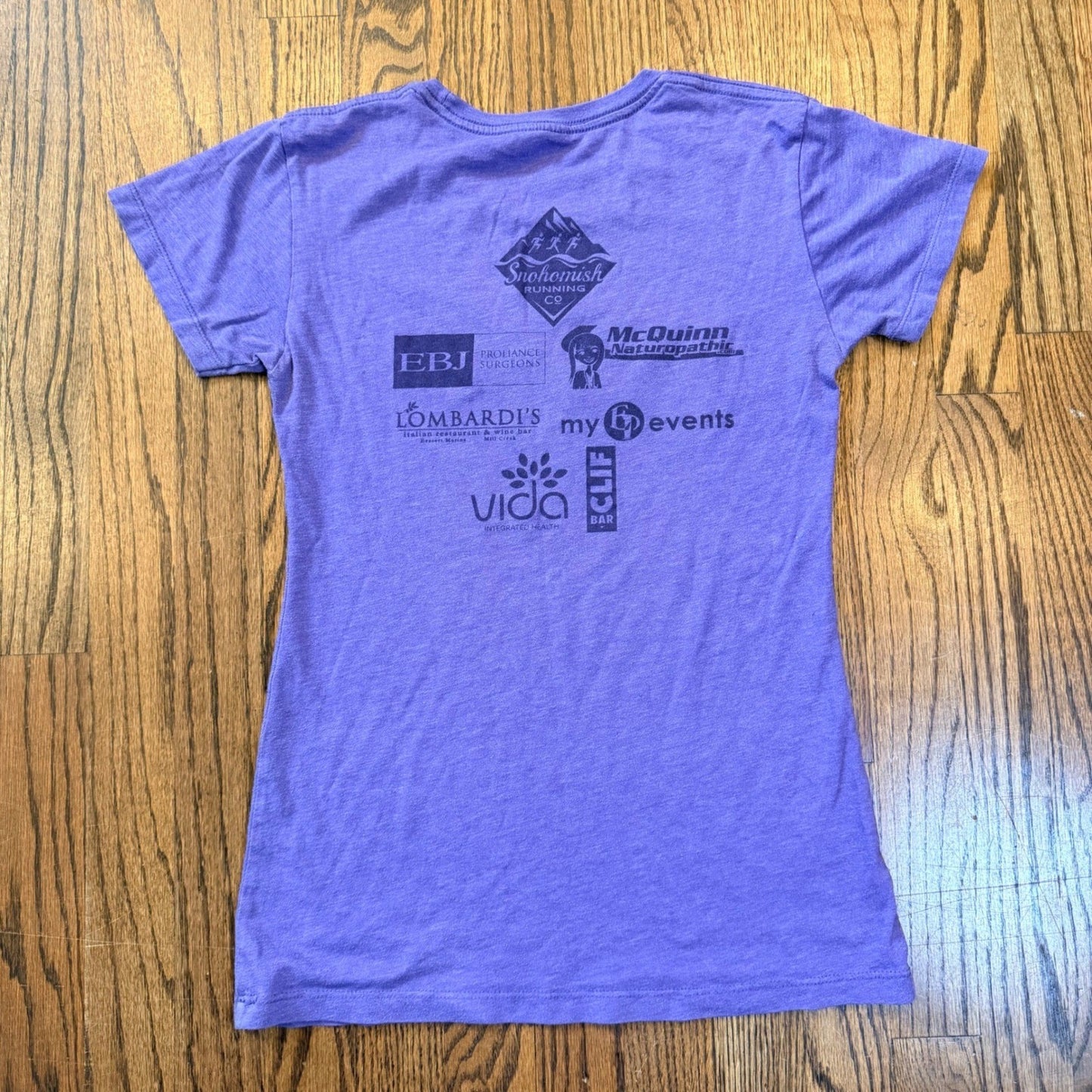 Snohomish Running Co Womens Run Graphic T-Shirt Purple S Soft Cotton Lightweight