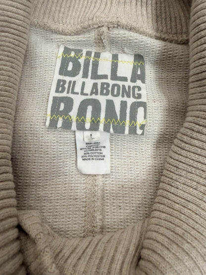 Billabong Sweater Womens Large Beige Button Shawl Collar Pullover Knit Casual