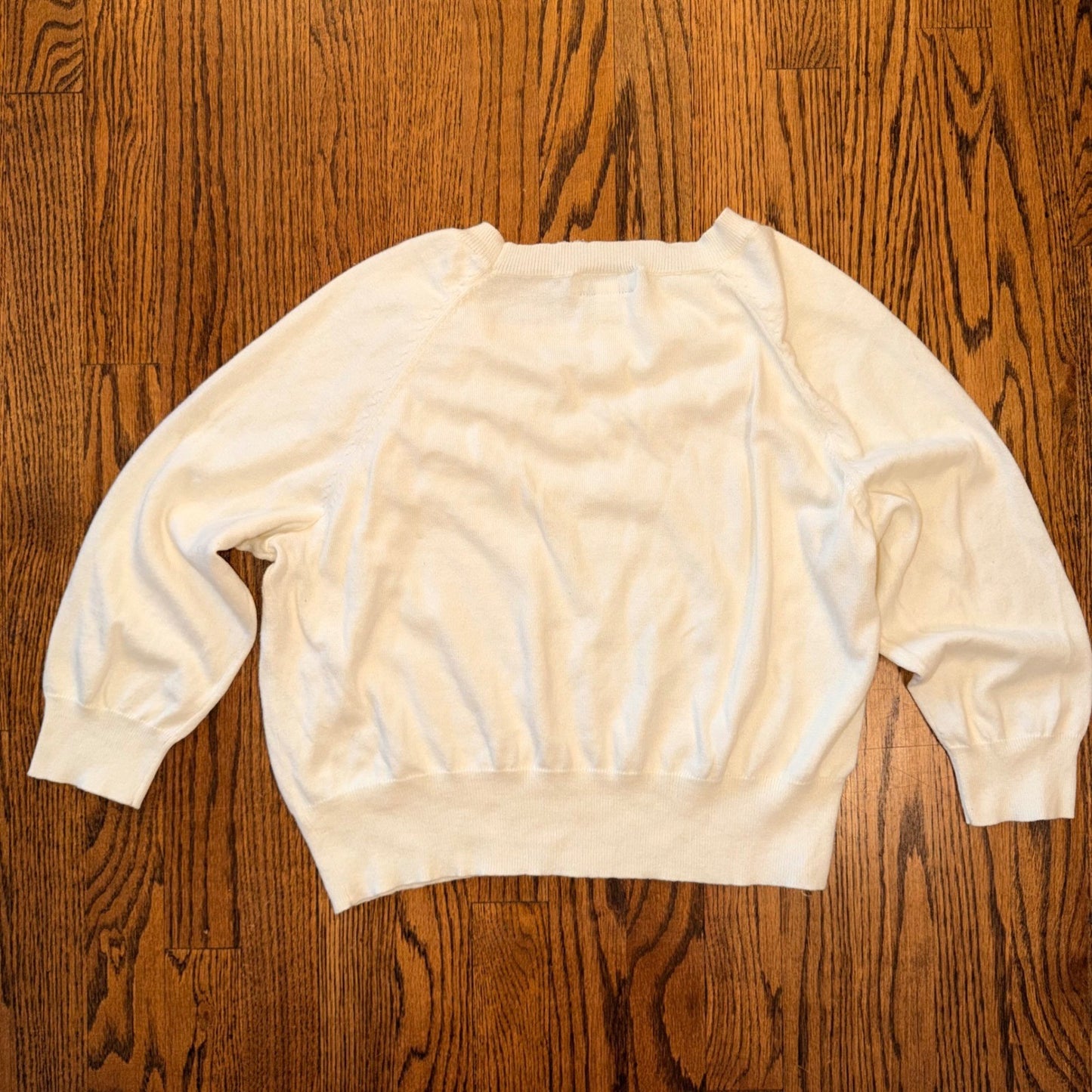 Ashley Neil Tipton Boutique Floral Applique Sweater 0X Ivory 3/4 Sleeve