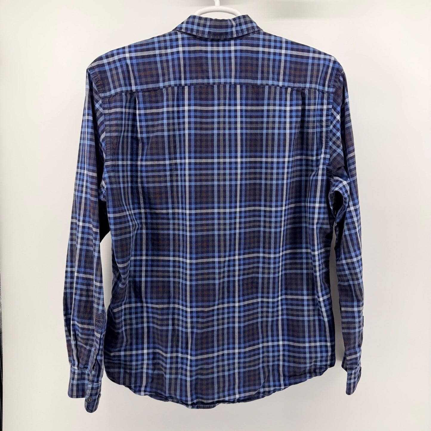 Rodd & Gunn Sports Fit Plaid Button Down Shirt Albini Italian Cotton 2XL Blue