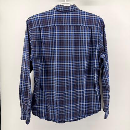 Rodd & Gunn Sports Fit Plaid Button Down Shirt Albini Italian Cotton 2XL Blue