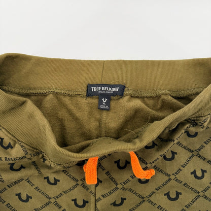 True Religion Monogram Logo Jogger Sweatpants Olive Green Orange XL