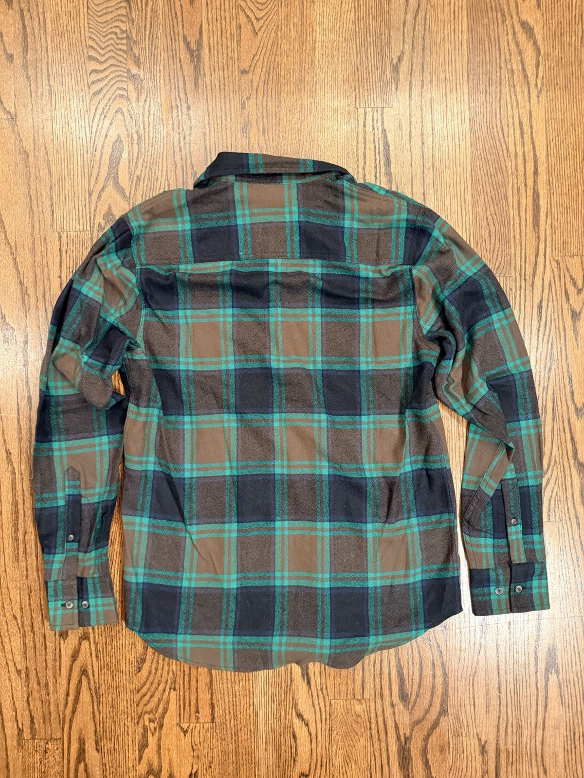 Natural Blue By Visitor Shirt Mens Green Brown Plaid Flannel Button Casual Top