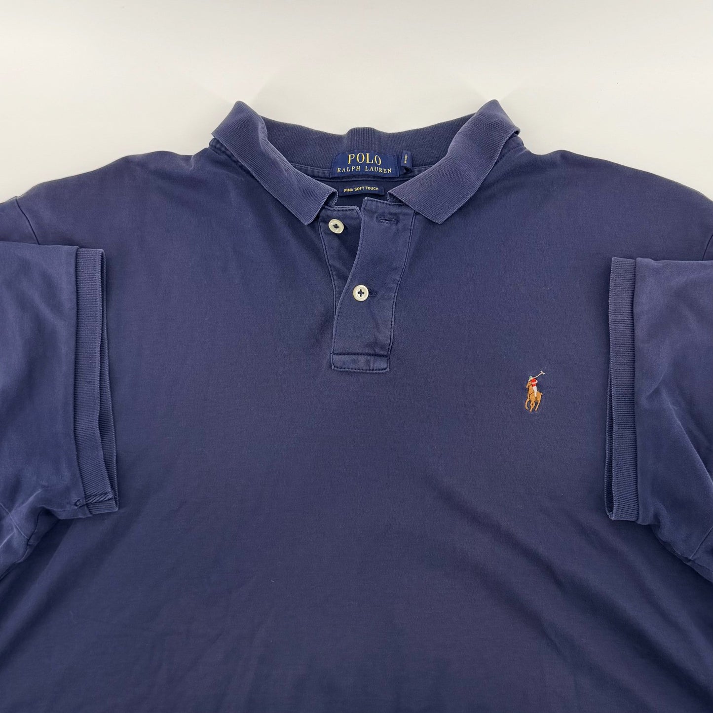 Polo Ralph Lauren Pima Soft Touch Polo Shirt Classic Fit XL Navy Blue Preppy